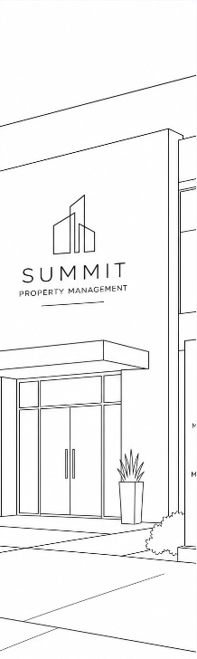Minimal line drawing of a property management building